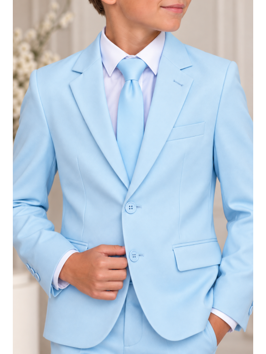 OPPOSUITS GARNITUR DLA CHŁOPCA BŁĘKITNY GŁADKI COOL BLUE 3-CZĘŚCIOWY MARYNARKA , SPODNIE I KARAWAT OSTB-1001