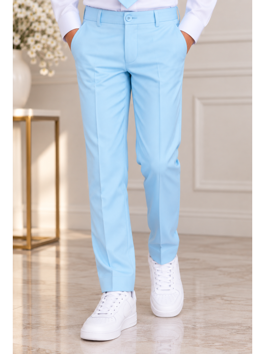 OPPOSUITS GARNITUR DLA CHŁOPCA BŁĘKITNY GŁADKI COOL BLUE 3-CZĘŚCIOWY MARYNARKA , SPODNIE I KARAWAT OSTB-1001