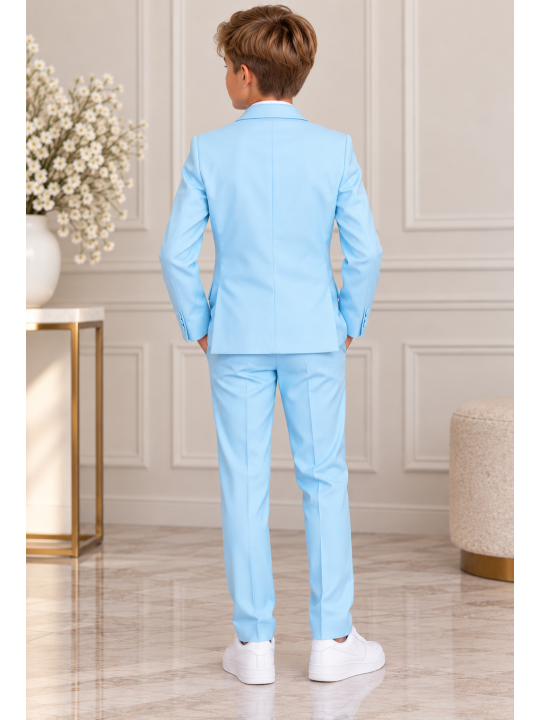 OPPOSUITS GARNITUR DLA CHŁOPCA BŁĘKITNY GŁADKI COOL BLUE 3-CZĘŚCIOWY MARYNARKA , SPODNIE I KARAWAT OSTB-1001