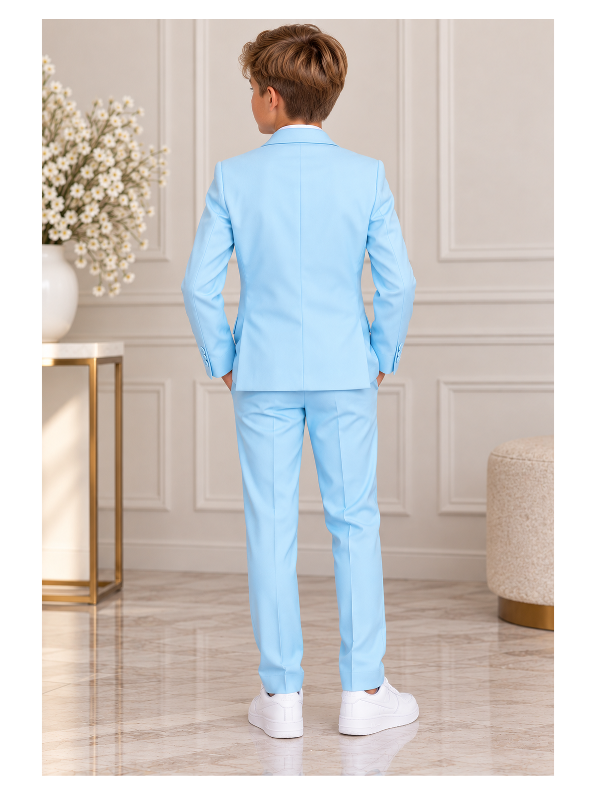 OPPOSUITS GARNITUR DLA CHŁOPCA BŁĘKITNY GŁADKI COOL BLUE 3-CZĘŚCIOWY MARYNARKA , SPODNIE I KARAWAT OSTB-1001