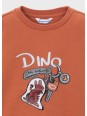 MAYORAL POMARAŃCZOWA BLUZKA CHŁOPIĘCA Z DŁUGIM RĘKAWEM "DINO IN WHEELS" 4010/18