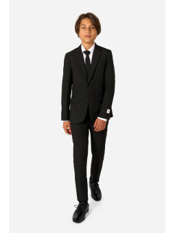 OPPOSUITS GARNITUR CHŁOPIĘCY CZARNY GŁADKI BLACK KNIGHT 3-CZĘŚCIOWY MARYNARKA , SPODNIE I KRAWAT OSTB-0008