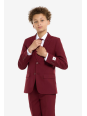 OPPOSUITS GARNITUR CHŁOPIĘCY BORDOWY GŁADKI BLAZING BURGUNDY  3-CZĘŚCIOWY MARYNARKA , SPODNIE I KRAWAT OSTB-1011