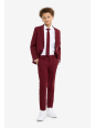 OPPOSUITS GARNITUR CHŁOPIĘCY BORDOWY GŁADKI BLAZING BURGUNDY  3-CZĘŚCIOWY MARYNARKA , SPODNIE I KRAWAT OSTB-1011