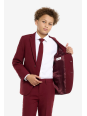 OPPOSUITS GARNITUR CHŁOPIĘCY BORDOWY GŁADKI BLAZING BURGUNDY  3-CZĘŚCIOWY MARYNARKA , SPODNIE I KRAWAT OSTB-1011