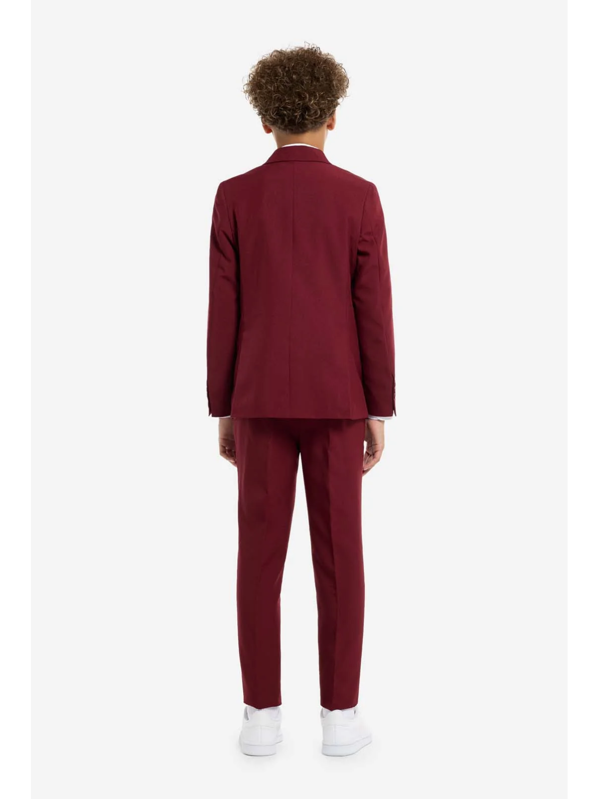 OPPOSUITS GARNITUR CHŁOPIĘCY BORDOWY GŁADKI BLAZING BURGUNDY  3-CZĘŚCIOWY MARYNARKA , SPODNIE I KRAWAT OSTB-1011