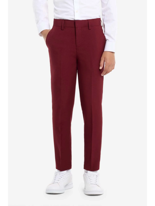 OPPOSUITS GARNITUR CHŁOPIĘCY BORDOWY GŁADKI BLAZING BURGUNDY  3-CZĘŚCIOWY MARYNARKA , SPODNIE I KRAWAT OSTB-1011