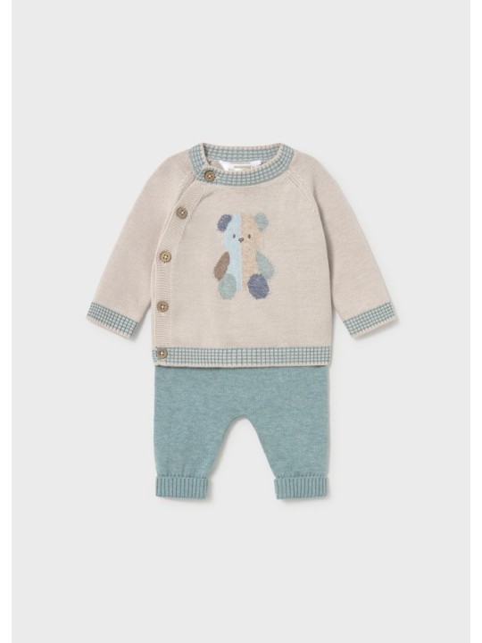 MAYORAL NEWBORN KOMPLET NIEMOWLĘCY BAWEŁNIANY ZE SWETERKIEM I SPODNIAMI BEAR  2523/69