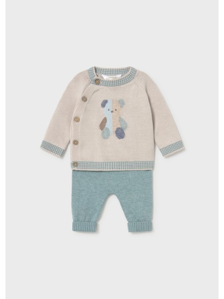 MAYORAL NEWBORN KOMPLET NIEMOWLĘCY BAWEŁNIANY ZE SWETERKIEM I SPODNIAMI BEAR  2523/69