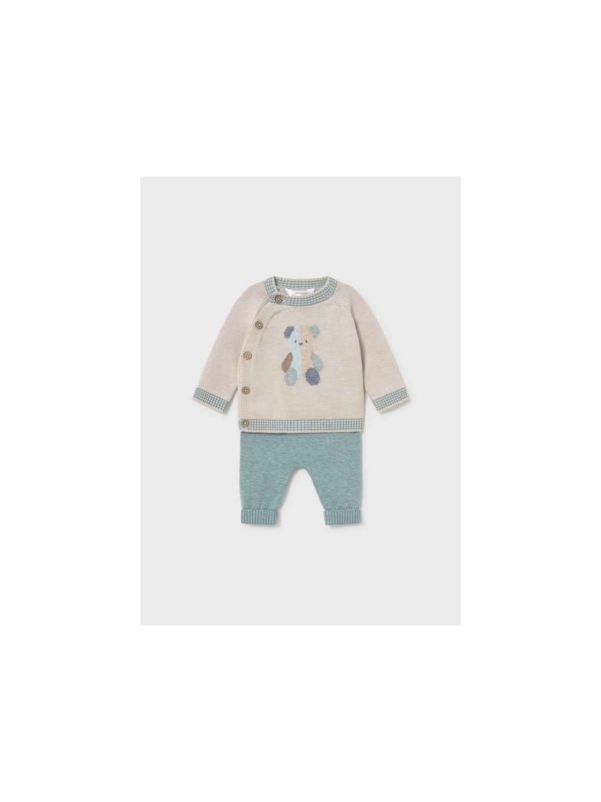 MAYORAL NEWBORN KOMPLET NIEMOWLĘCY BAWEŁNIANY ZE SWETERKIEM I SPODNIAMI BEAR  2523/69