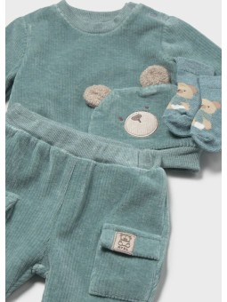 MAYORAL NEWBORN DRES SZTRUKSOWY CHŁOPIĘCY Z MOTYWEM MISIA 2669/31