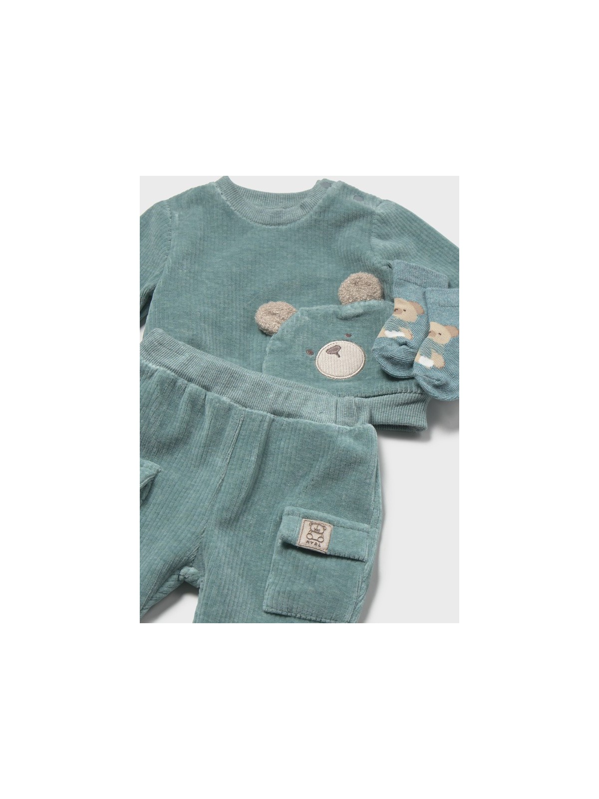 MAYORAL NEWBORN DRES SZTRUKSOWY CHŁOPIĘCY Z MOTYWEM MISIA 2669/31