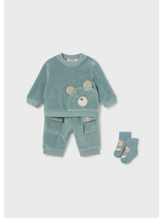 MAYORAL NEWBORN DRES SZTRUKSOWY CHŁOPIĘCY Z MOTYWEM MISIA 2669/31