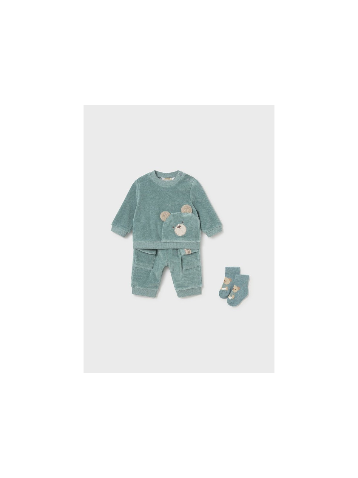 MAYORAL NEWBORN DRES SZTRUKSOWY CHŁOPIĘCY Z MOTYWEM MISIA 2669/31