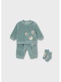 MAYORAL NEWBORN DRES SZTRUKSOWY CHŁOPIĘCY Z MOTYWEM MISIA 2669/31