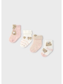 MAYORAL NEWBORN ZESTAW 4 PAR SKARPETEK NIEMOWLĘCYCH Z MOTYWEM MISIA 9112/64