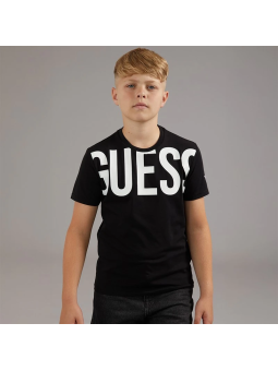 GUESS CZARNA KOSZULKA Z KRÓTKIM RĘKAWEM Z NAPISEM LOGO GUESS L6GI26J1314-JBLK