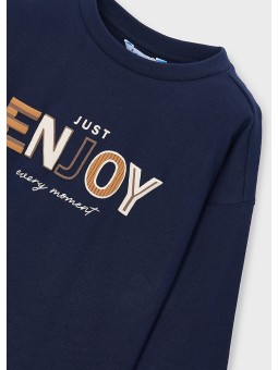 MAYORAL GRANATOWA KOSZULKA DZIECIĘCA Z NAPISEM "JUST ENJOY"4007/92