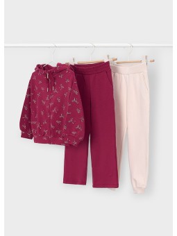 MAYORAL TRZYCZĘSCIOWY DRES MAYORAL BORDOWA BLUZA ROZPINANA W KOKARDKI I SPODNIE DRESOWE 4813/66
