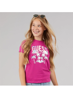 DZIEWCZĘCY  T-SHIRT GUESS KIDS Z LOGO I NADRUKIEM PALM  J6GI14K6YW4-G4A2