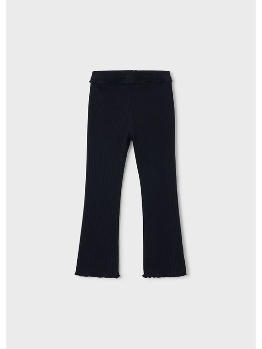 MAYORAL DZIEWCZĘCE LEGGINSY PRĄŻKOWANE FLARE Z FALBANKĄ CZARNE 4728/17