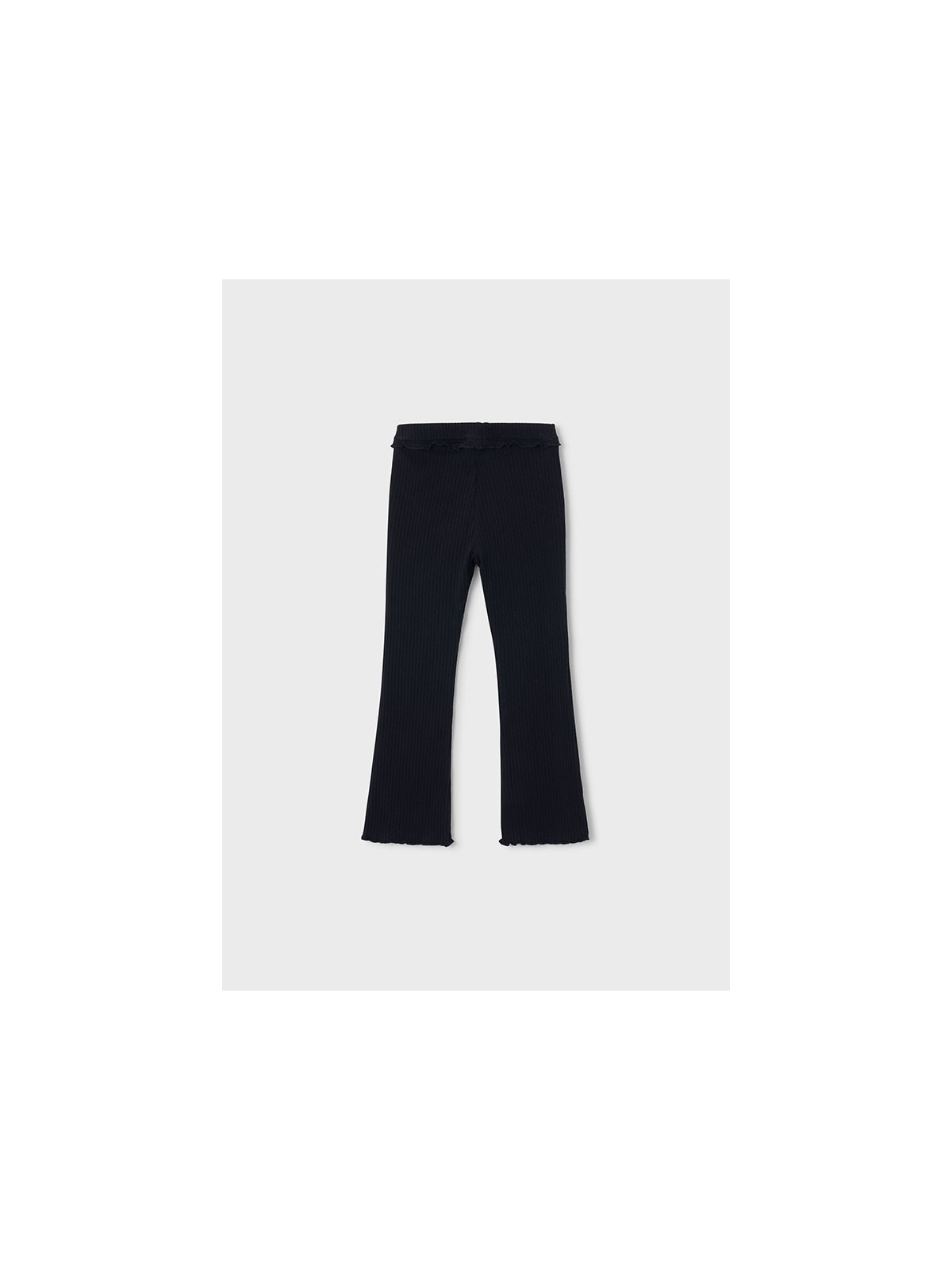 MAYORAL DZIEWCZĘCE LEGGINSY PRĄŻKOWANE FLARE Z FALBANKĄ CZARNE 4728/17