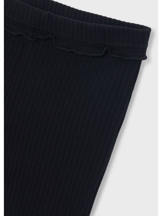 MAYORAL DZIEWCZĘCE LEGGINSY PRĄŻKOWANE FLARE Z FALBANKĄ CZARNE 4728/17