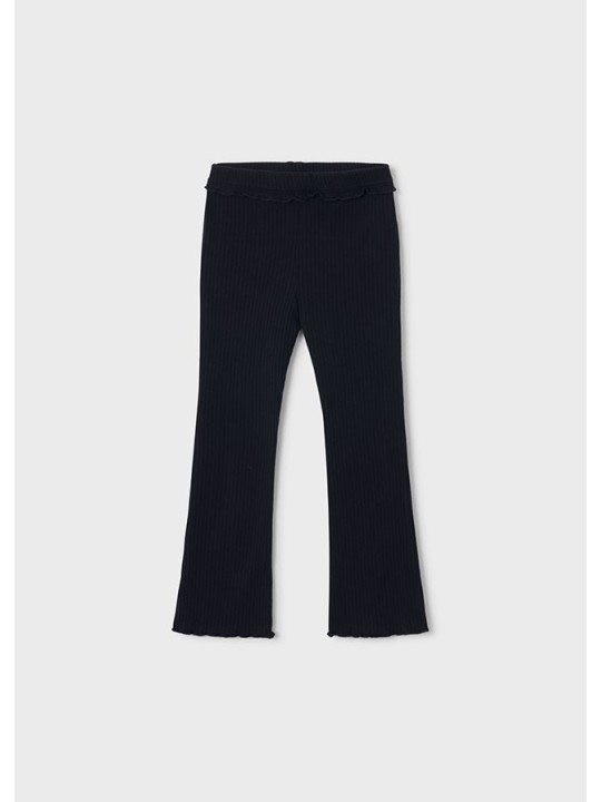 MAYORAL DZIEWCZĘCE LEGGINSY PRĄŻKOWANE FLARE Z FALBANKĄ CZARNE 4728/17