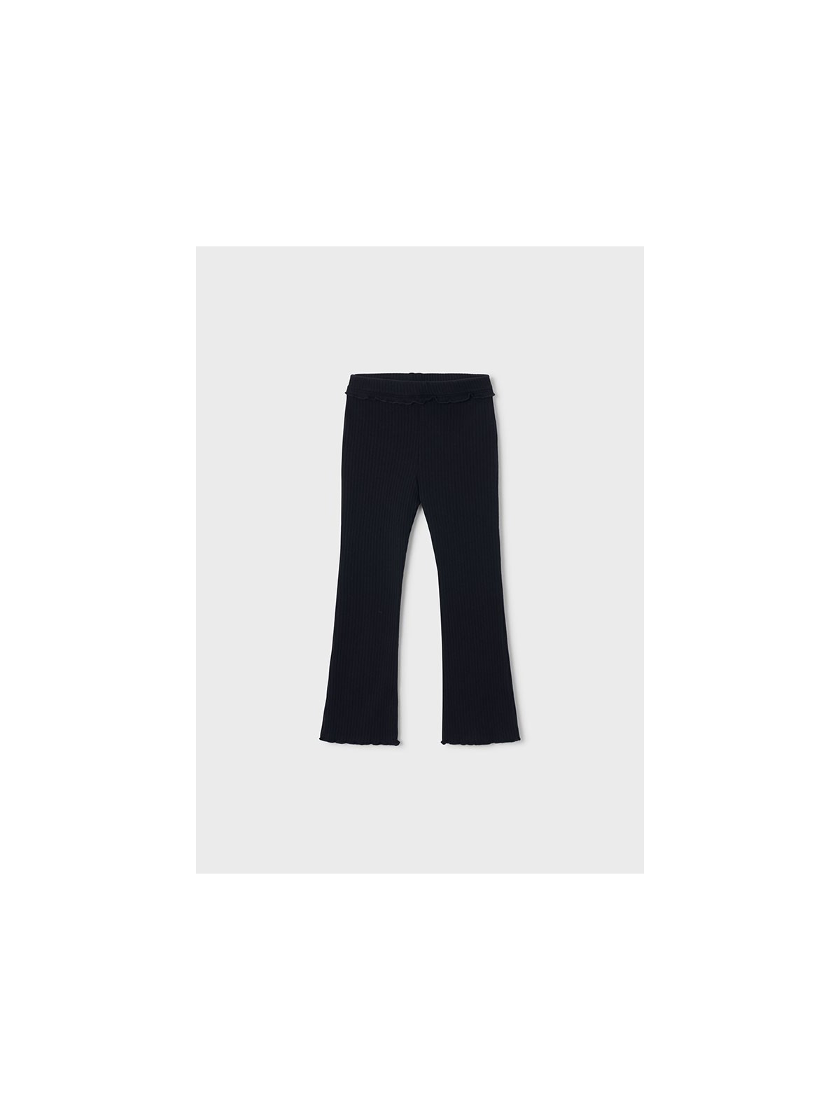 MAYORAL DZIEWCZĘCE LEGGINSY PRĄŻKOWANE FLARE Z FALBANKĄ CZARNE 4728/17