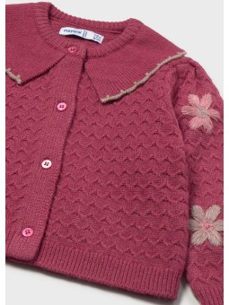 MAYORAL DZIEWCZĘCY SWETER TRYKOTOWY Z KWIATKAMI I OZDOBNYM KOŁNIERZYKIEM  2306/41