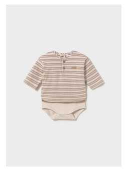 MAYORAL NEWBORN PRĄŻKOWANE BODY NIEMOWLĘCE W PASKI BEŻOWE 2776/65