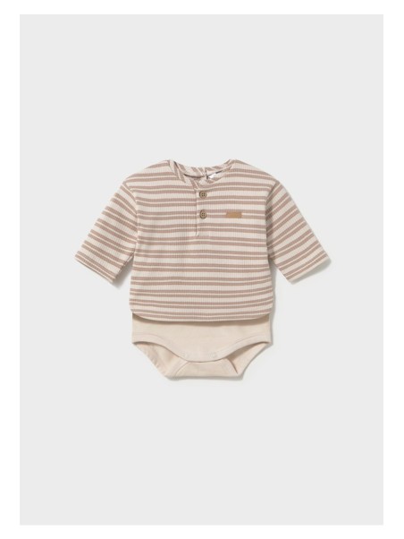 MAYORAL NEWBORN PRĄŻKOWANE BODY NIEMOWLĘCE W PASKI BEŻOWE 2776/65