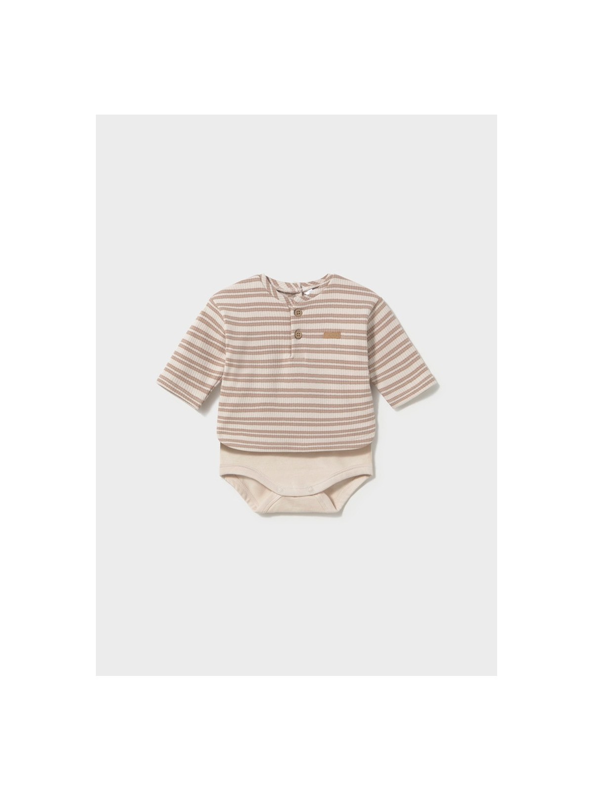 MAYORAL NEWBORN PRĄŻKOWANE BODY NIEMOWLĘCE W PASKI BEŻOWE 2776/65