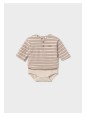 MAYORAL NEWBORN PRĄŻKOWANE BODY NIEMOWLĘCE W PASKI BEŻOWE 2776/65