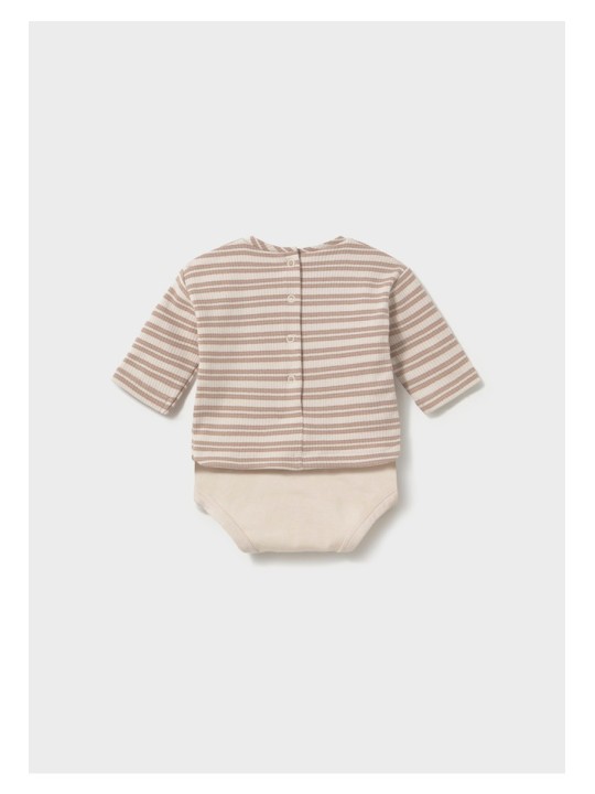 MAYORAL NEWBORN PRĄŻKOWANE BODY NIEMOWLĘCE W PASKI BEŻOWE 2776/65
