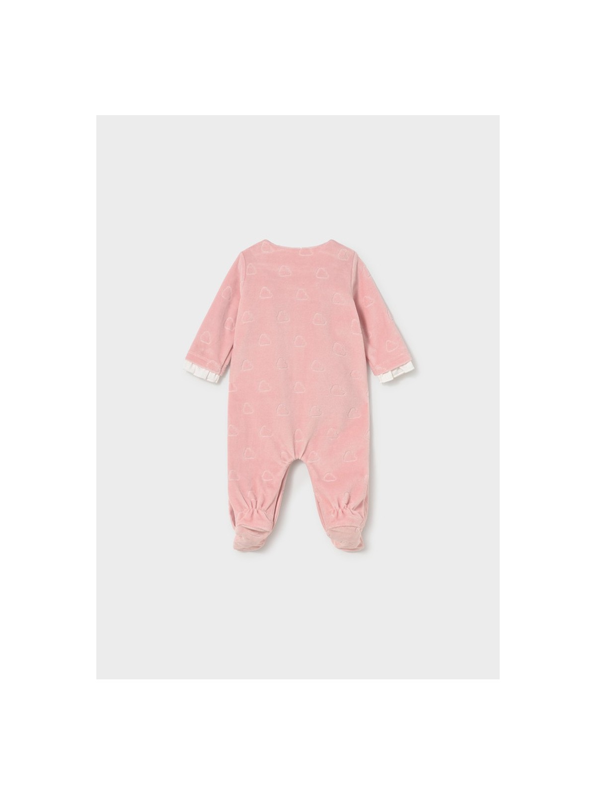 MAYORAL NEWBORN  WELUROWY PAJACYK NIEMOWLĘCY Z OZDOBNYM KOŁNIERZYKIEM - RÓŻOWY 2749/67