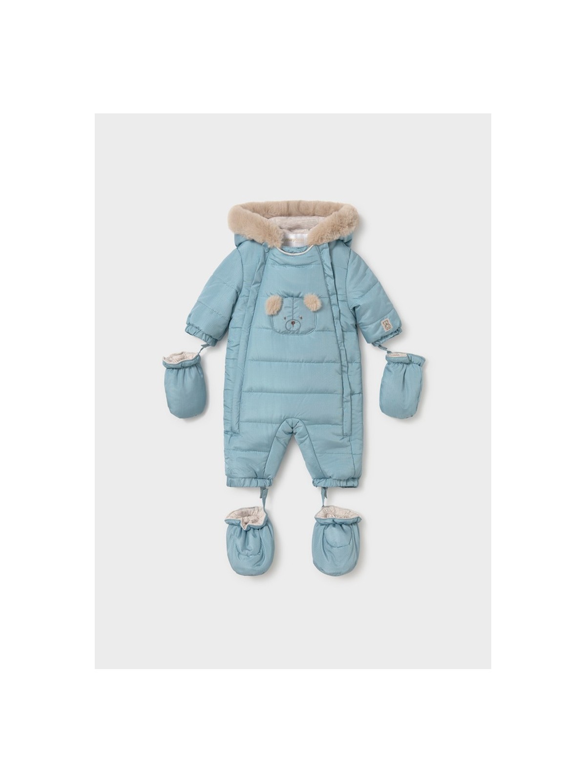MAYORAL NEWBORN PIKOWANY KOMBINEZON Z MISIEM DLA NOWORODKA BŁĘKIT 2602/83