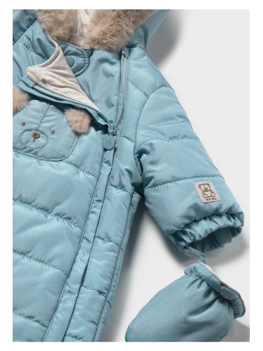 MAYORAL NEWBORN PIKOWANY KOMBINEZON Z MISIEM DLA NOWORODKA BŁĘKIT 2602/83