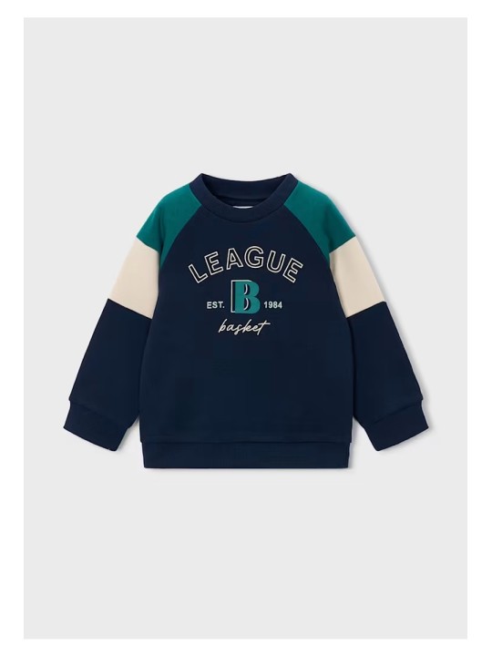 MAYORAL DZIECIĘCA BLUZA SPORTOWA LEAGUE BASKET GRANATOWO ZIELONA 4457/27