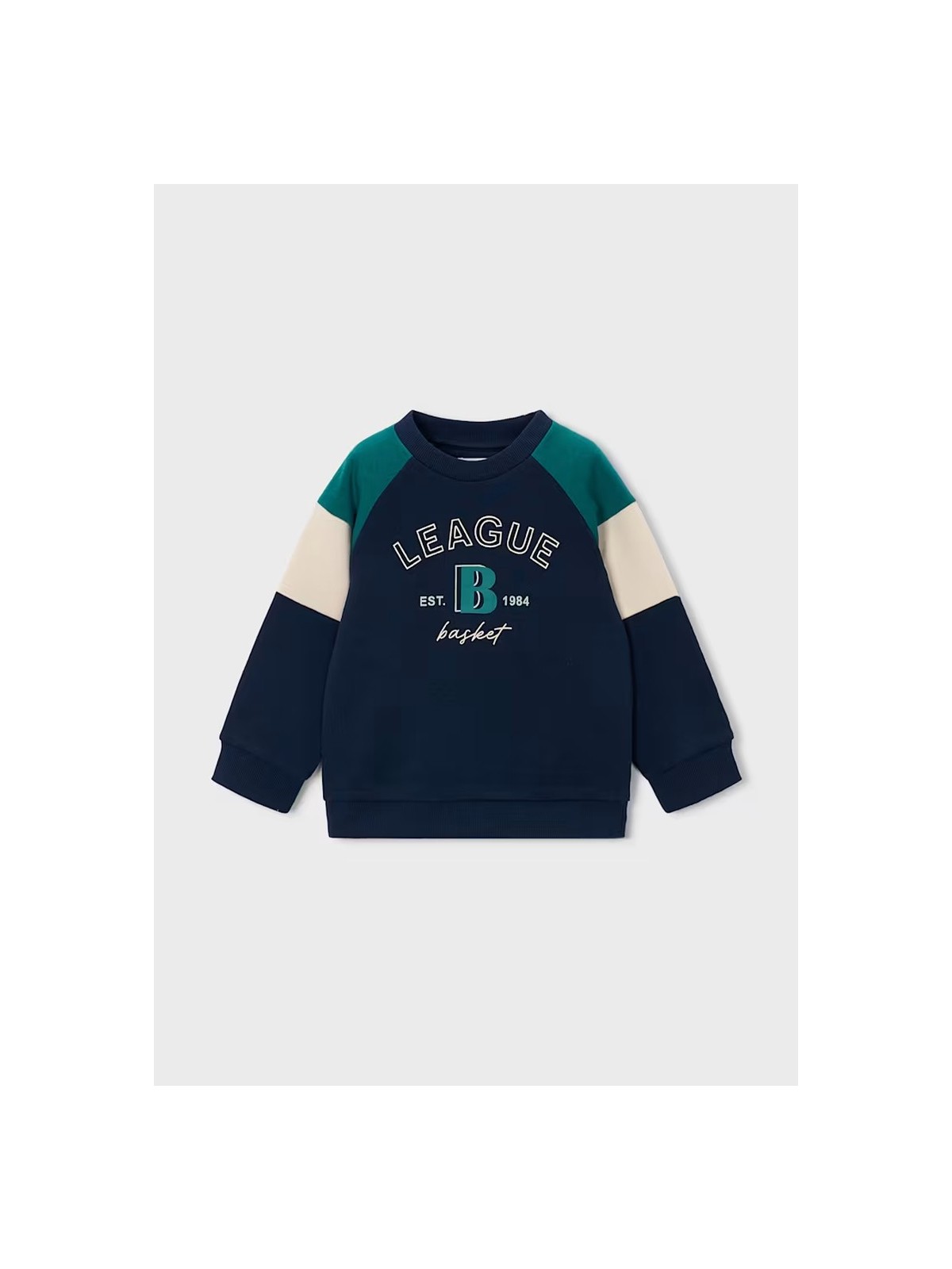 MAYORAL DZIECIĘCA BLUZA SPORTOWA LEAGUE BASKET GRANATOWO ZIELONA 4457/27