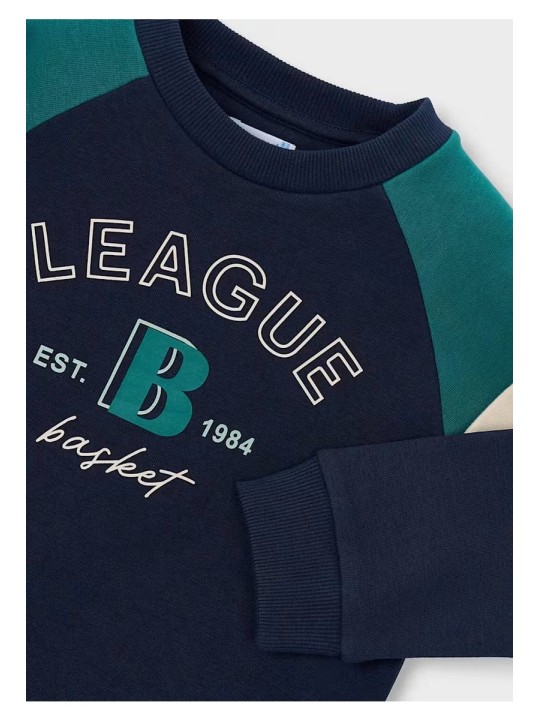 MAYORAL DZIECIĘCA BLUZA SPORTOWA LEAGUE BASKET GRANATOWO ZIELONA 4457/27
