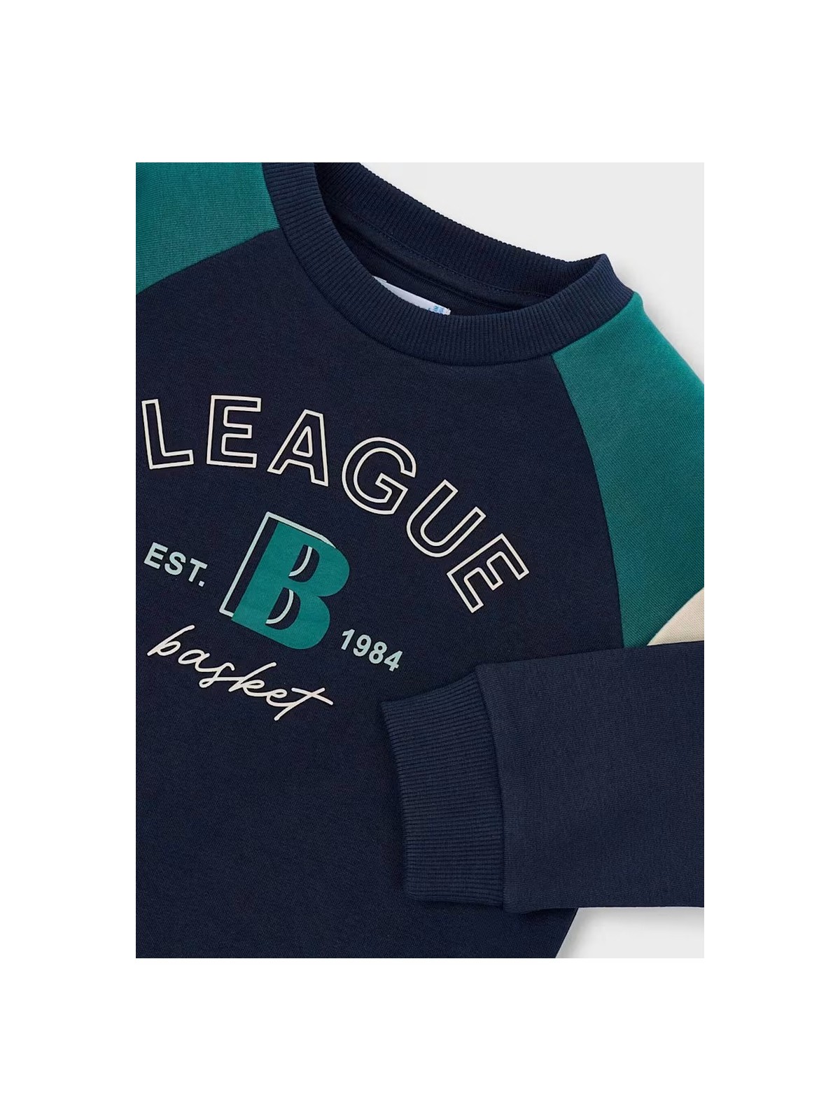 MAYORAL DZIECIĘCA BLUZA SPORTOWA LEAGUE BASKET GRANATOWO ZIELONA 4457/27