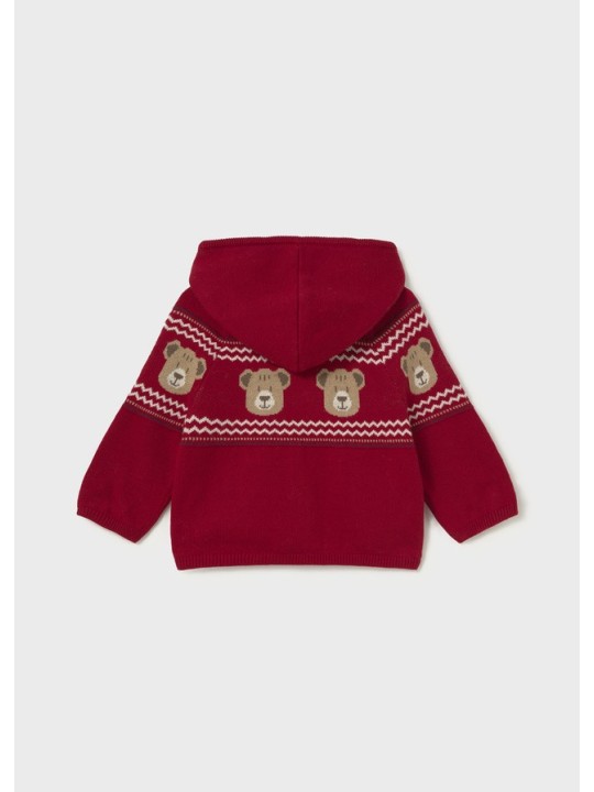 MAYORAL CZERWONY SWETER ROZPINANY Z KAPTUREM Z MOTYWEM MISIA 2380/75