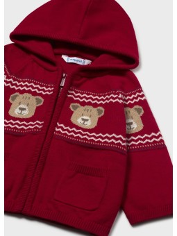 MAYORAL CZERWONY SWETER ROZPINANY Z KAPTUREM Z MOTYWEM MISIA 2380/75