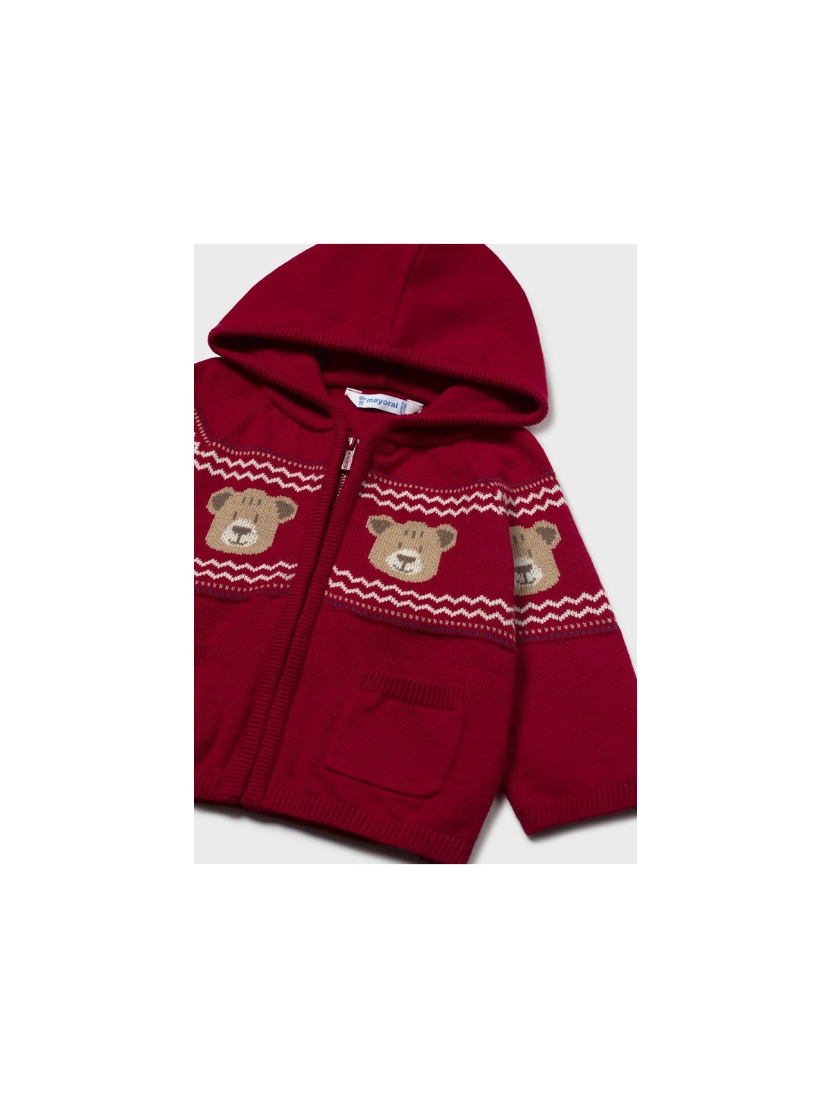 MAYORAL CZERWONY SWETER ROZPINANY Z KAPTUREM Z MOTYWEM MISIA 2380/75