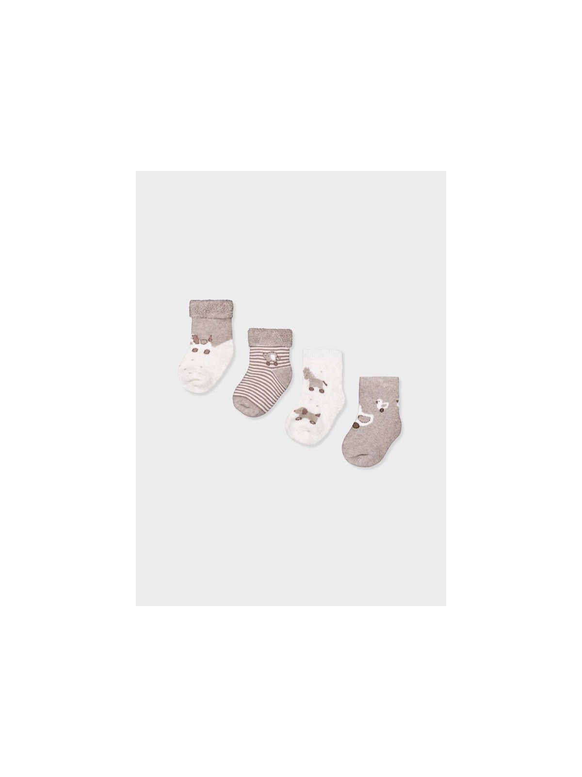 MAYORAL NEWBORN ZESTAW 4 PAR SKARPETEK NIEMOWLĘCYCH BEŻOWE 9107/82
