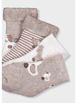 MAYORAL NEWBORN ZESTAW 4 PAR SKARPETEK NIEMOWLĘCYCH BEŻOWE 9107/82