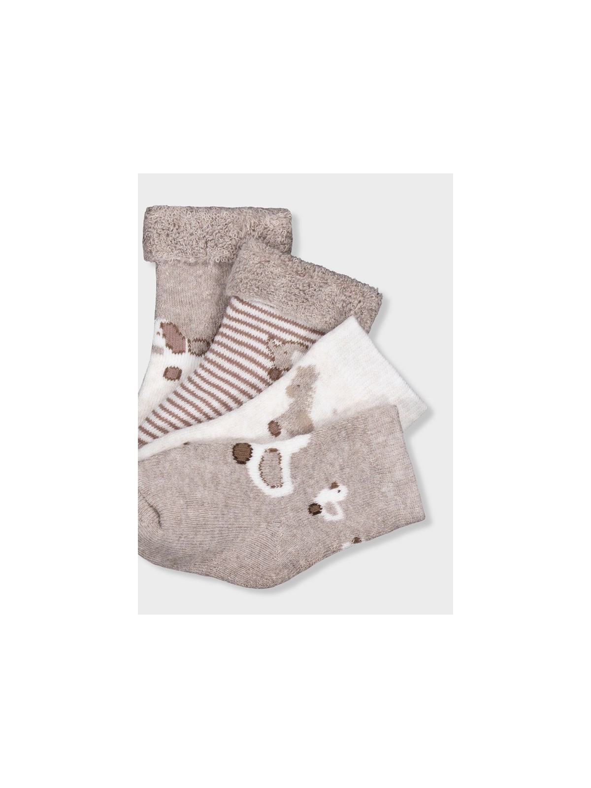 MAYORAL NEWBORN ZESTAW 4 PAR SKARPETEK NIEMOWLĘCYCH BEŻOWE 9107/82