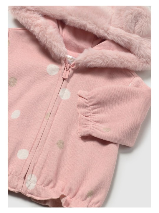 MAYORAL NEWBORN RÓŻÓWY DRES NIEMOWLĘCY 3 - CZĘŚCIOWY W GROSZKI Z KRÓŁLIKIEM 2756/20