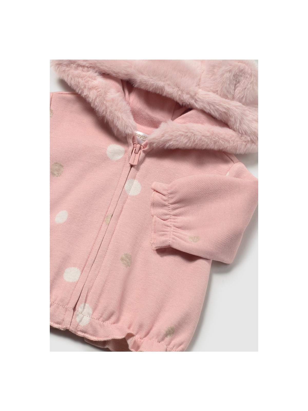 MAYORAL NEWBORN RÓŻÓWY DRES NIEMOWLĘCY 3 - CZĘŚCIOWY W GROSZKI Z KRÓŁLIKIEM 2756/20
